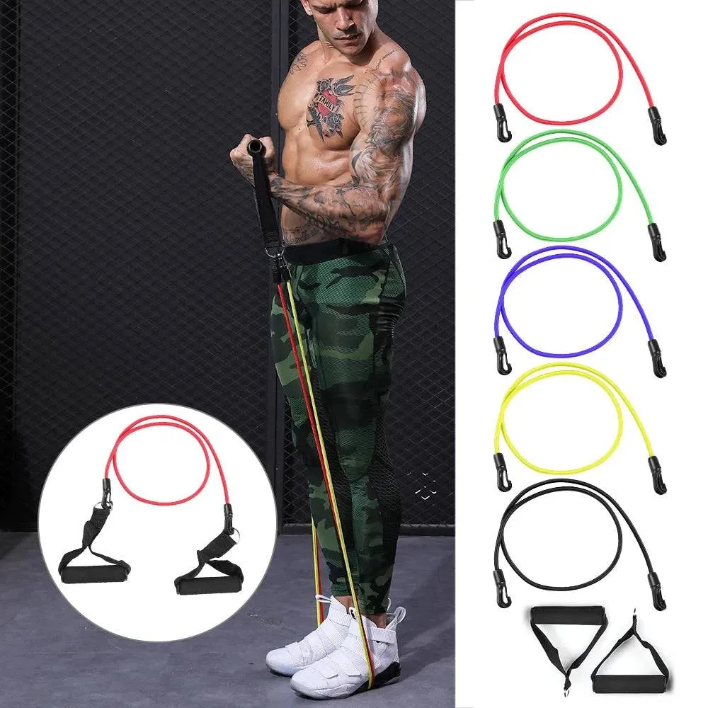 11pcs Resistance Bands Set Workout Fitness Exercise Tube Bands Door Anchor Ankle Straps Cushioned Handles for Home Gym Travel
