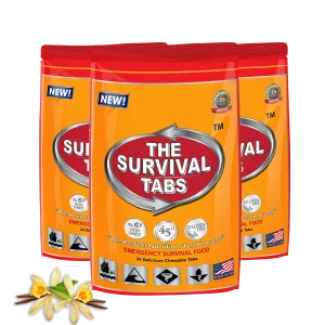 6 days Emergency survival food tabs none-GMO gluten-free 25 years shelf life 24 Tabs Vanilla x 3 pouches