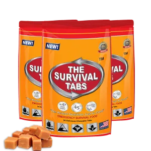 6 days Emergency Survival Tabs none-GMO gluten-free 25 years shelf life 24 Tabs Buttescotch x 3 pouches