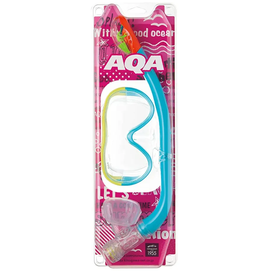 AQA Vega Lite & Sammy Dry Special Mask & Snorkel Set KZ-9077N- Cream Yellow x Sky Blue