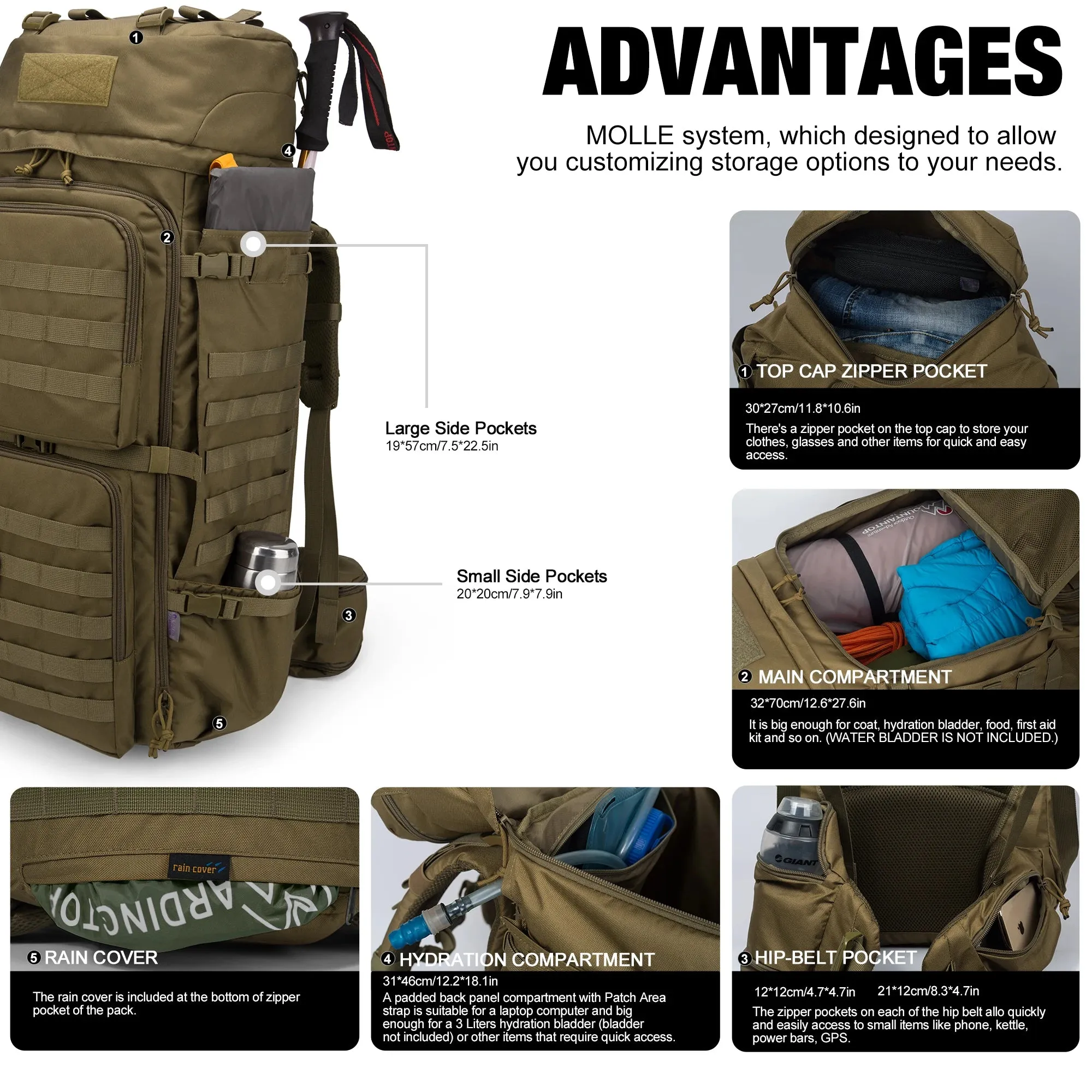 Expedition Pro 75L: Tactical Backpack with Internal Frame