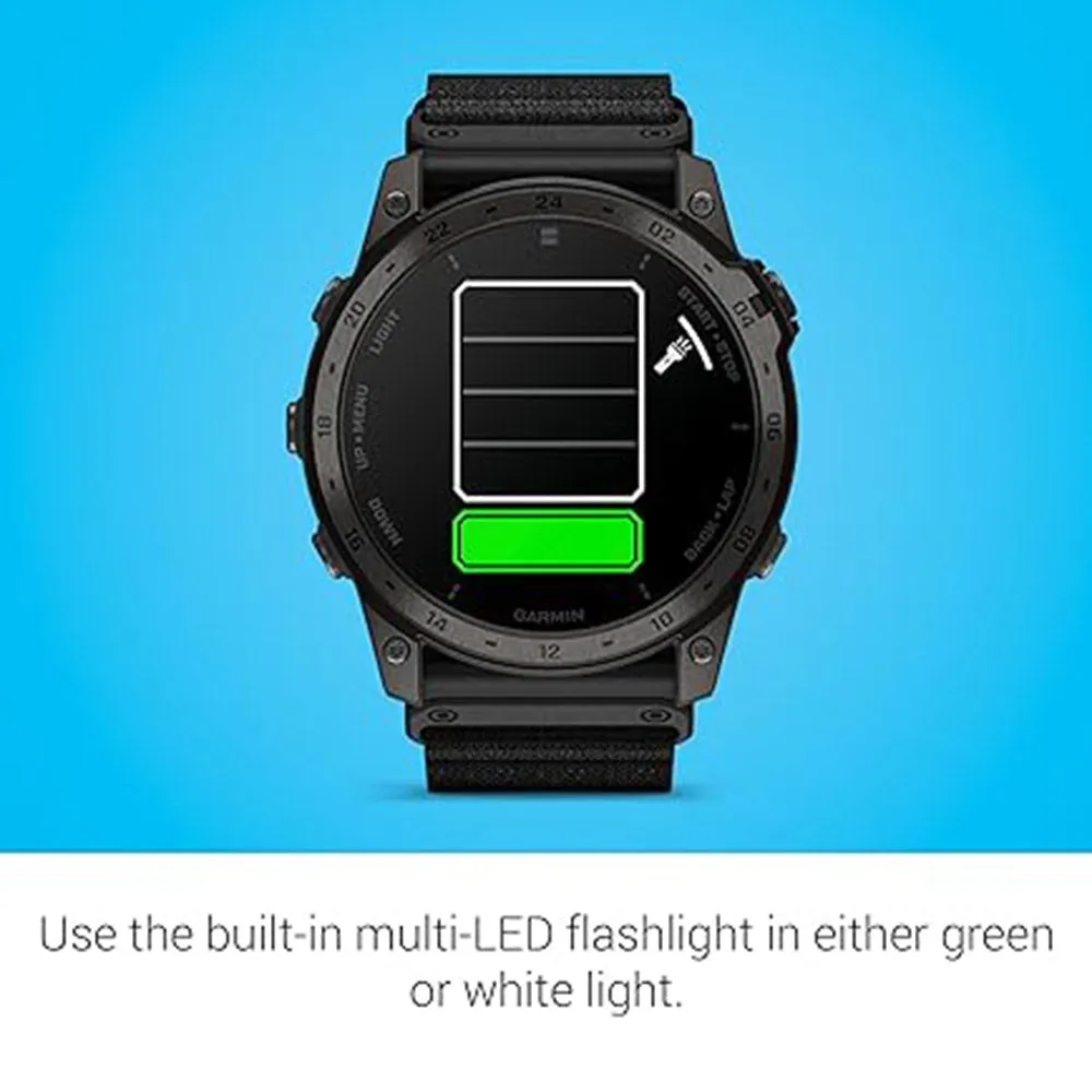 Garmin tactix 7 Black Adaptive AMOLED Display Built-in Flashlight Preloaded TopoActive Mapping Specialized Military and Tactical GPS Smartwatch - 010-02931-00