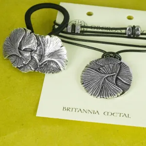 Ginkgo Leaf Jewelry Set, Ponytail Holder & Necklace