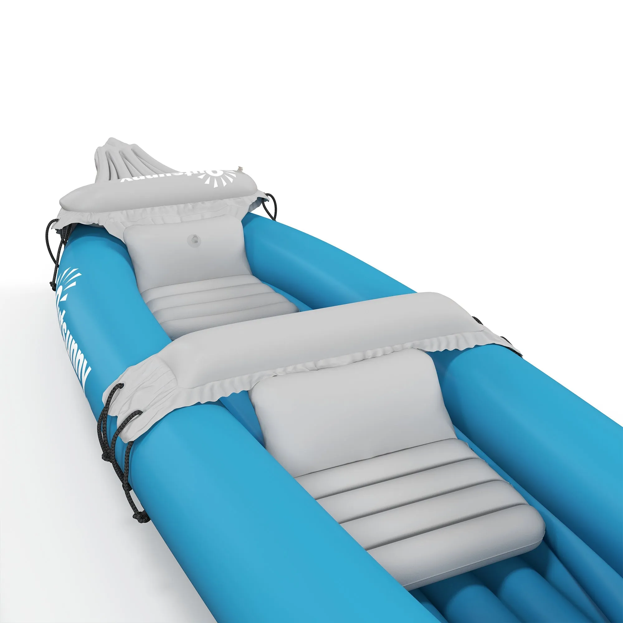 Inflatable Kayak, Two-Person Inflatable Canoe Boat Set with Air Pump, Aluminium Oars, 318 x 80 x 50cm - Blue