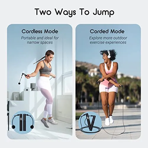 INKBIRD Smart Jump Rope, Fitness Skipping Rope with APP Data Analysis, Workout Rechargeable Jump Ropes for Home Gym, Crossfit, Jumping Rope Counter for Exercise for Men, Women, Two Mode to Skip Rope
