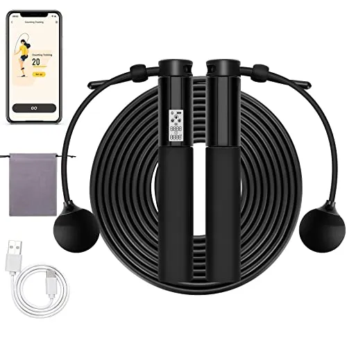 INKBIRD Smart Jump Rope, Fitness Skipping Rope with APP Data Analysis, Workout Rechargeable Jump Ropes for Home Gym, Crossfit, Jumping Rope Counter for Exercise for Men, Women, Two Mode to Skip Rope