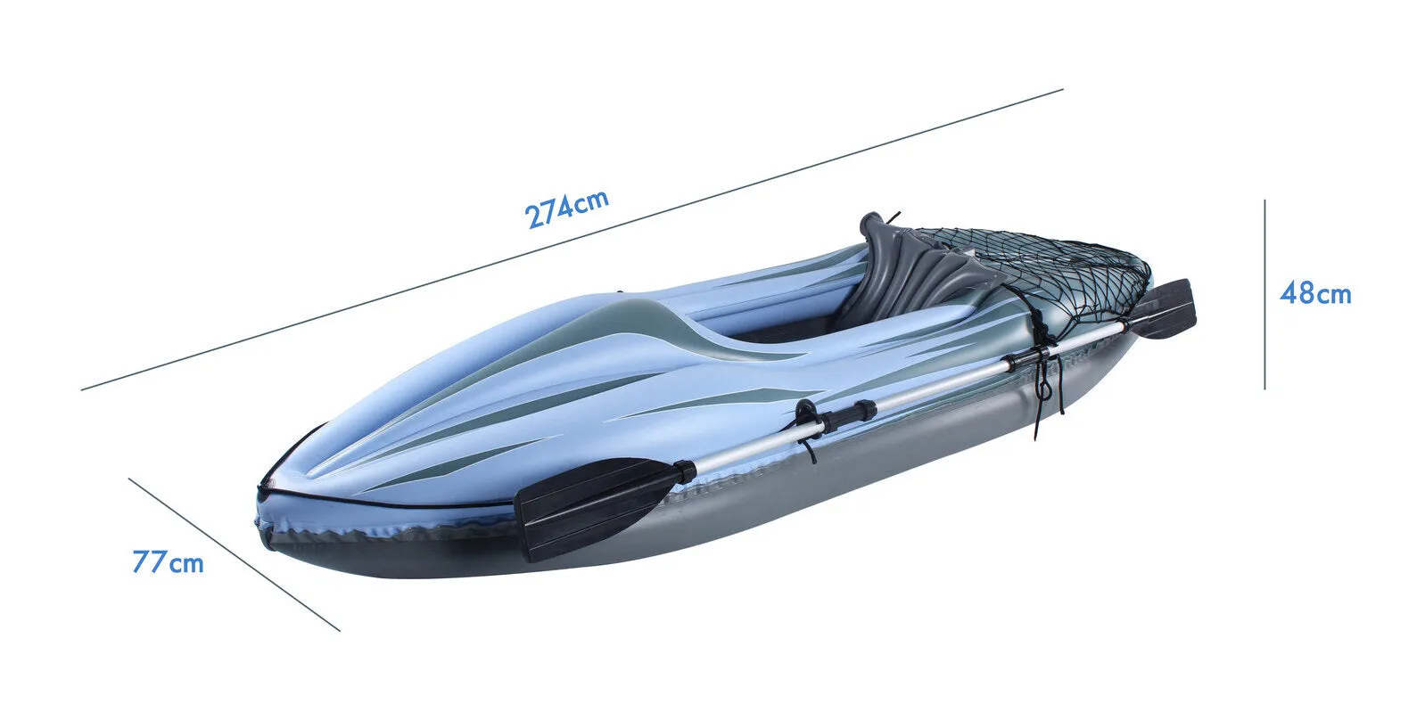 Lightweight Inflatable 1-Person Kayak, PVC, 100kg Capacity