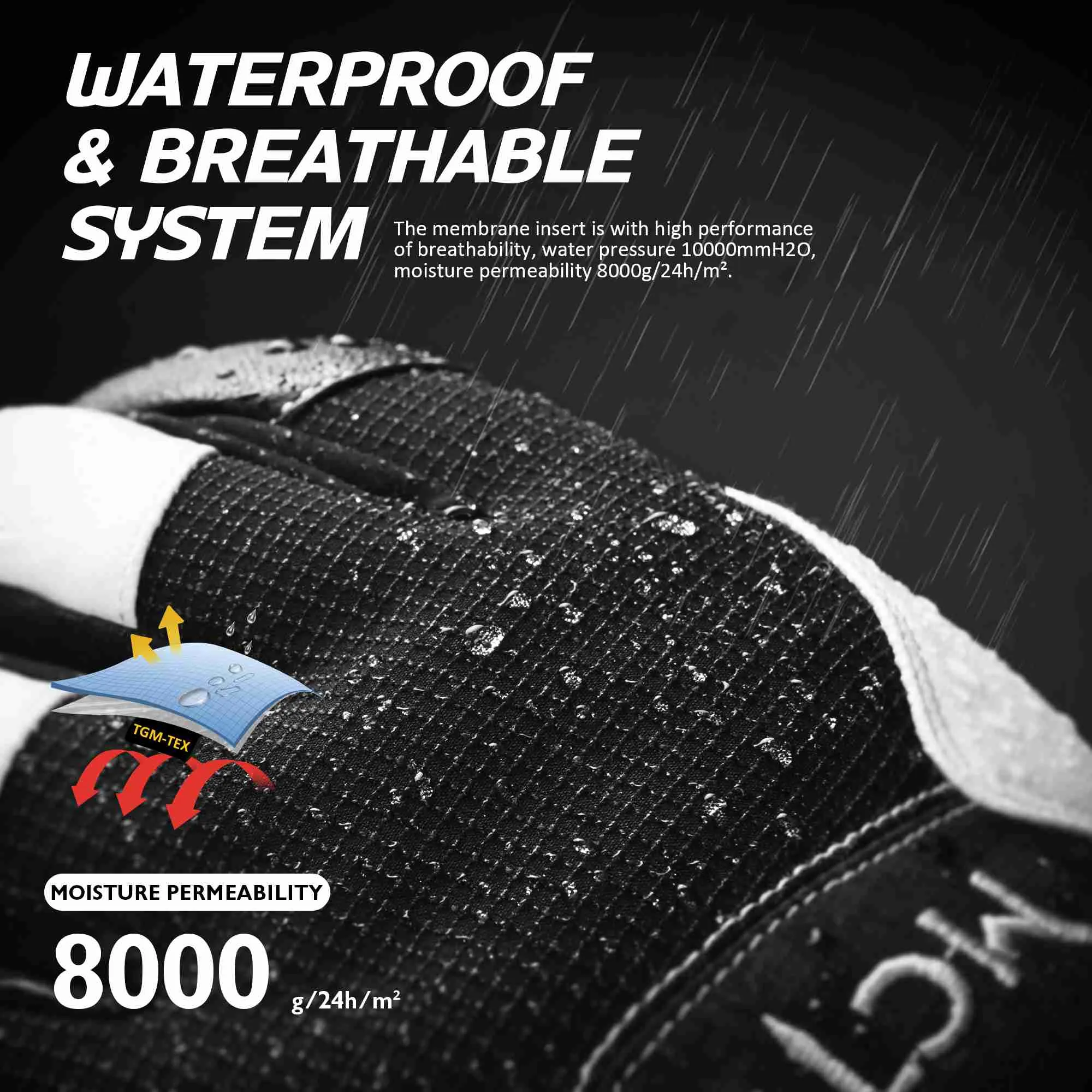 MCTi Goatskin Leather Ski Gloves Men's Waterproof Touch Screen Long Gauntlet for Snowboarding Mountaineering