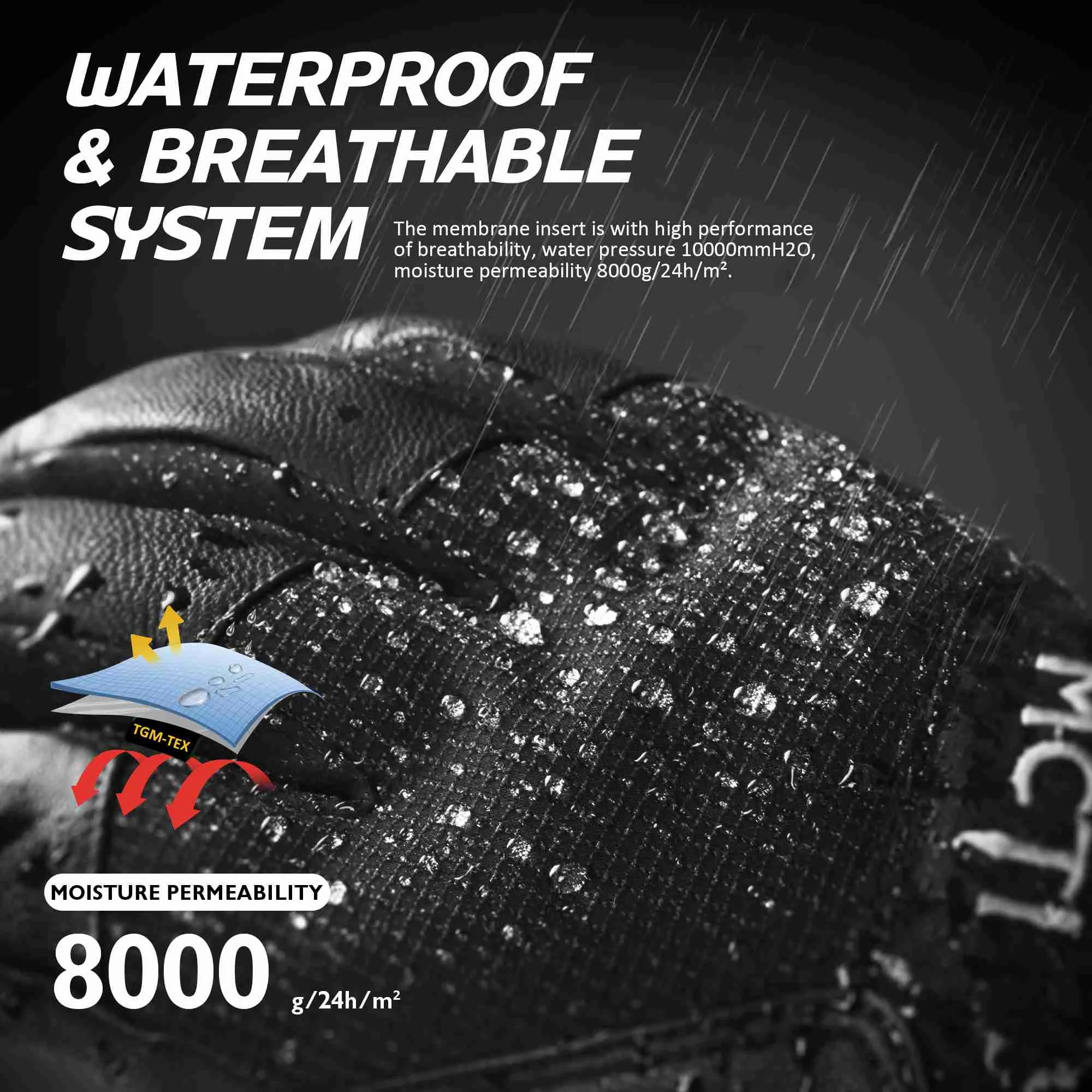 MCTi Goatskin Leather Ski Gloves Men's Waterproof Touch Screen Long Gauntlet for Snowboarding Mountaineering