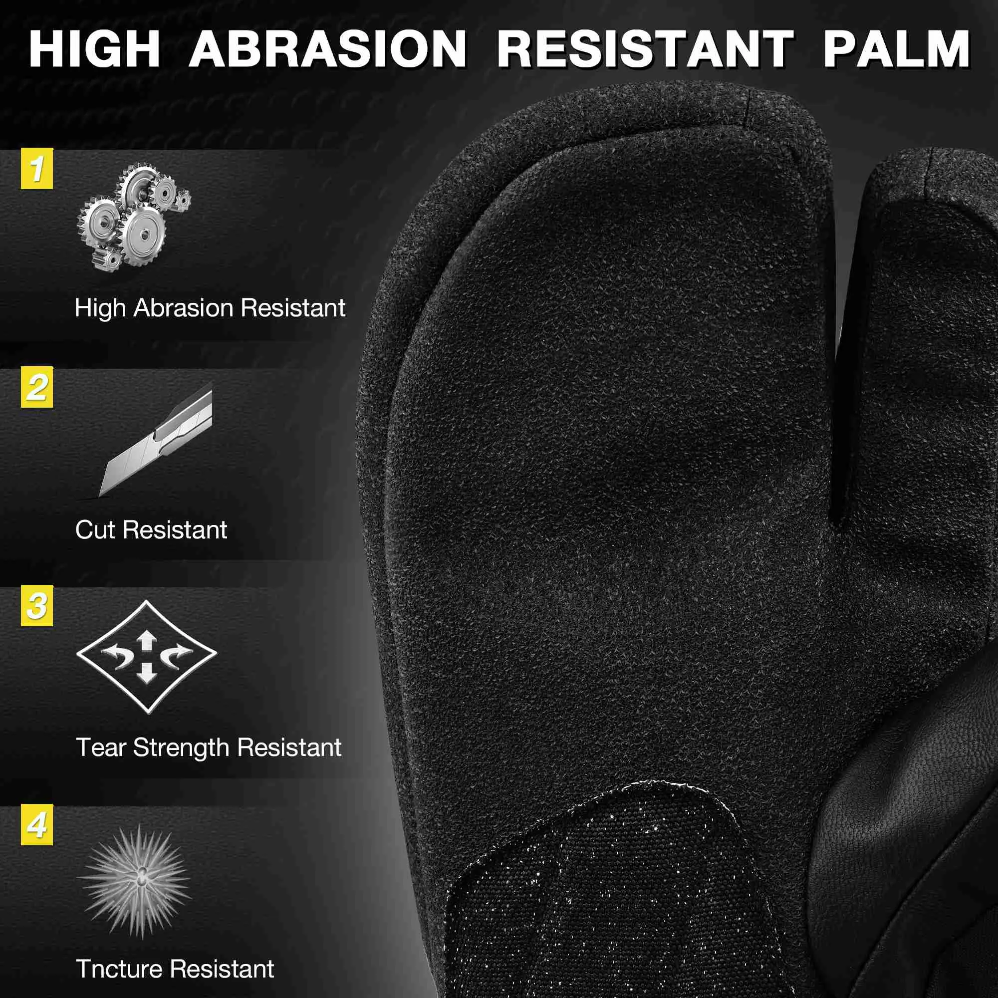 MCTi Snowboard Gloves with Wrist Guard 3-Finger Waterproof Mittens for Winter Snow Skiing