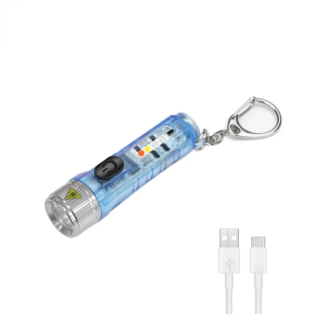 Mini Keychain LED Flashlight Multi-function Camping Flash Torch TYPE-C Fast Charging IP66 Waterproof Fluorescent Magnetic Warnin
