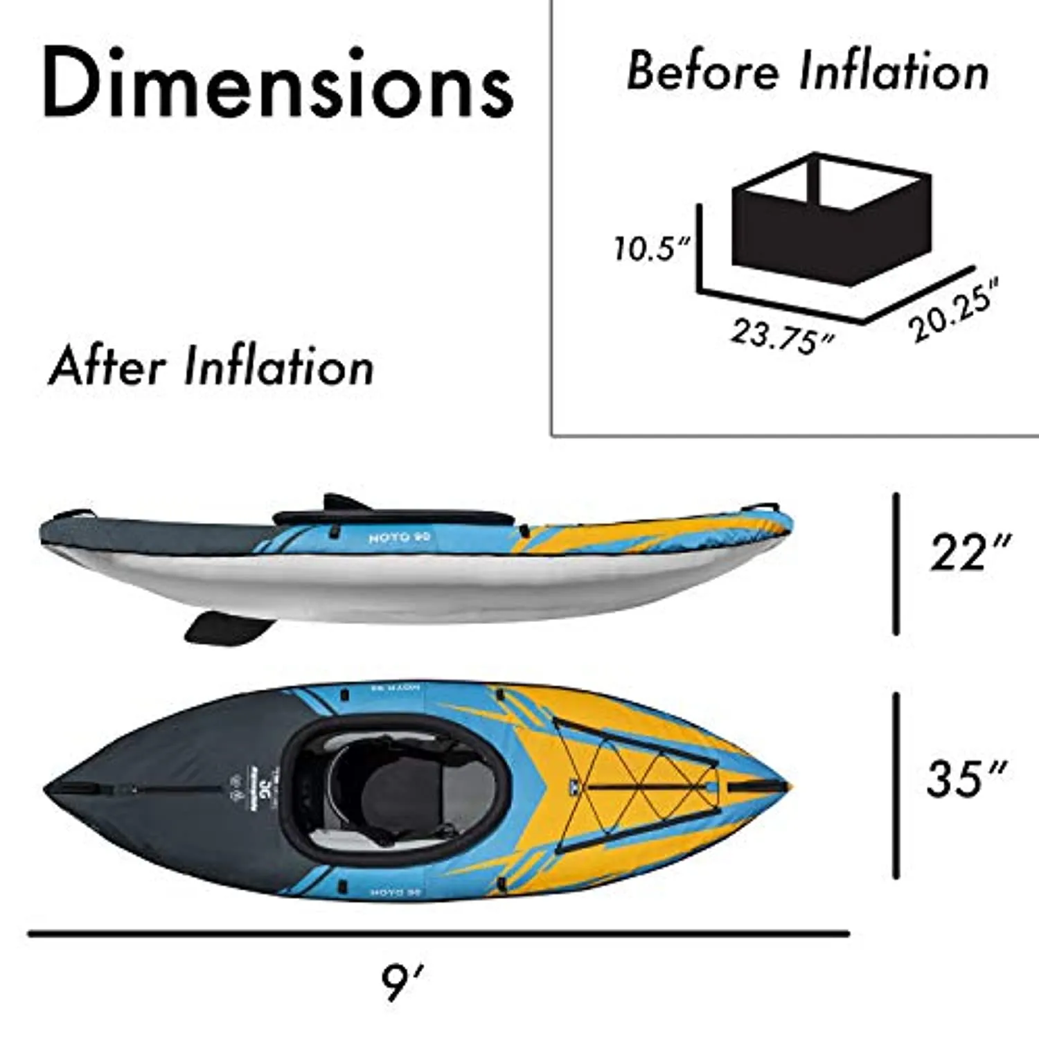 Noyo 90 Inflatable Kayak - 1 Person Touring Kayak with Cover