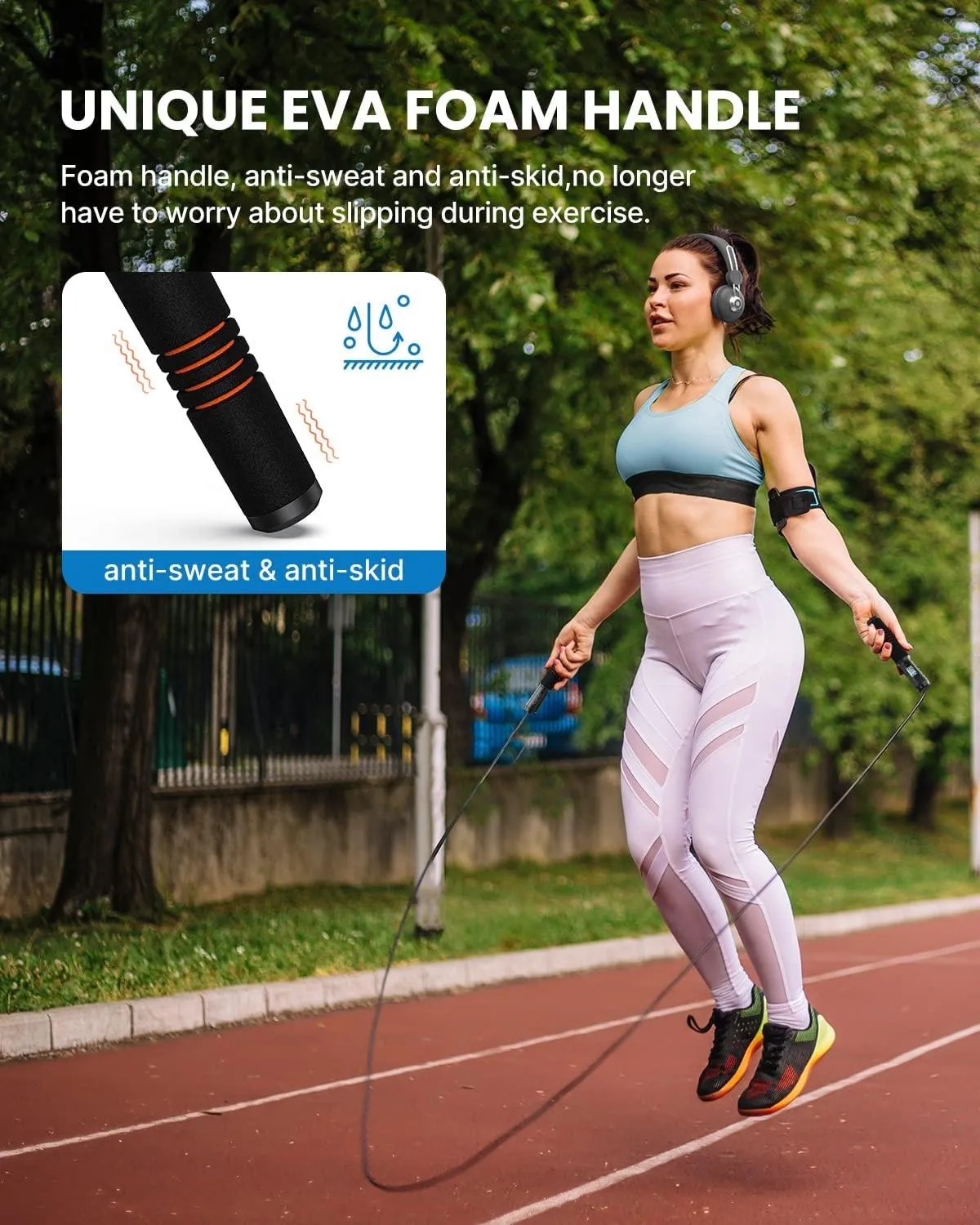 RENPHO Smart Jump Rope, Fitness Skipping Rope with APP Data Analysis, Workout Jump Ropes for Home Gym, Crossfit, Jumping Rope Counter for Exercise for Men, Women, Kids, Girls