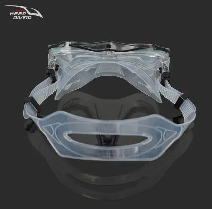 Scuba Diving Snorkeling Gear Set Plano Lenses Mask / Dry Top Snorkel Adults Transparent black SM-409T
