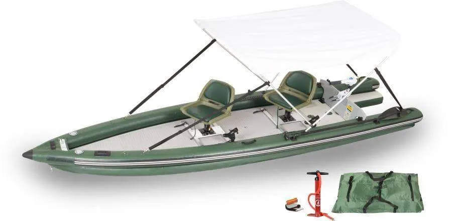 Sea Eagle Fishskiff16 Frameless Inflatable Fishing Boat 2 Person Swivel Seat Canopy