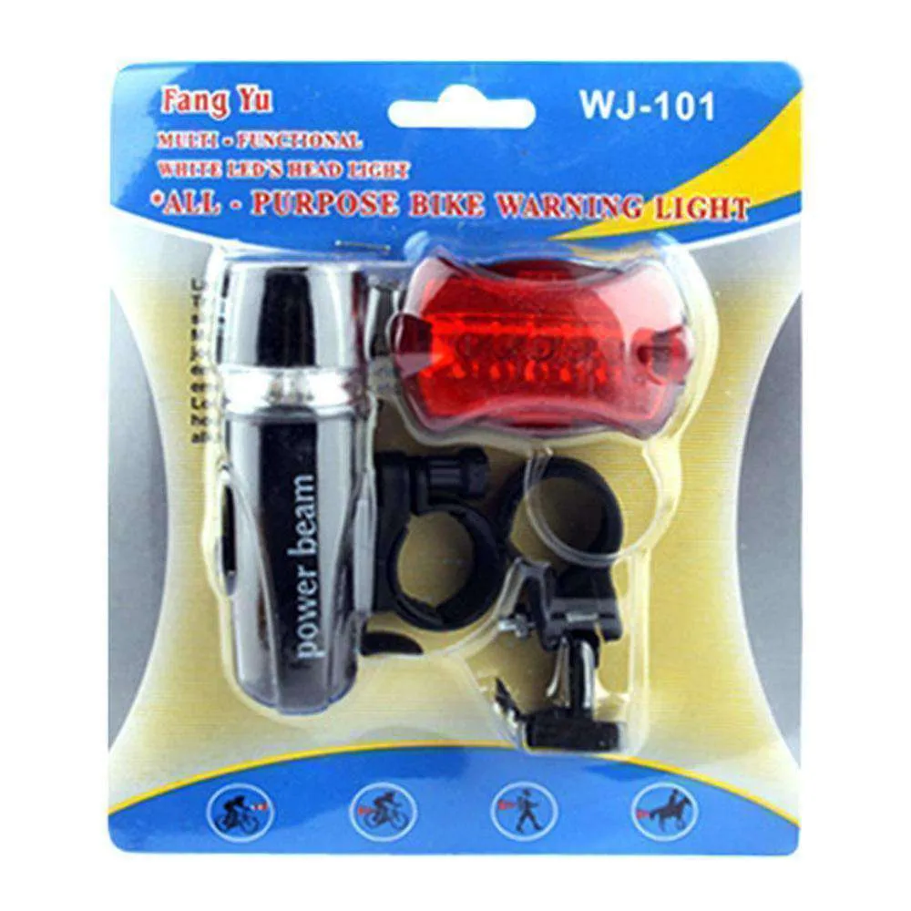 Waterproof 5 LED Lamp Bike Bicycle Front Headlight/ Rear Safety Flashlight - pack of 2