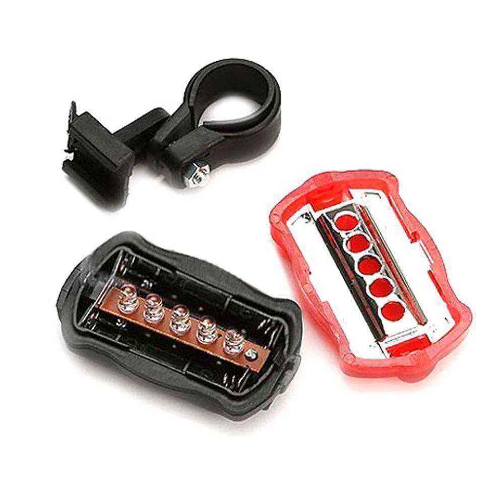 Waterproof 5 LED Lamp Bike Bicycle Front Headlight/ Rear Safety Flashlight - pack of 2