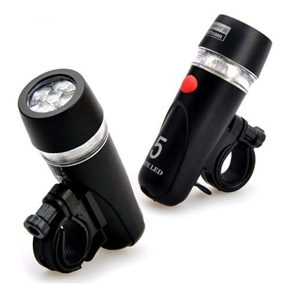 Waterproof 5 LED Lamp Bike Bicycle Front Headlight/ Rear Safety Flashlight - pack of 2