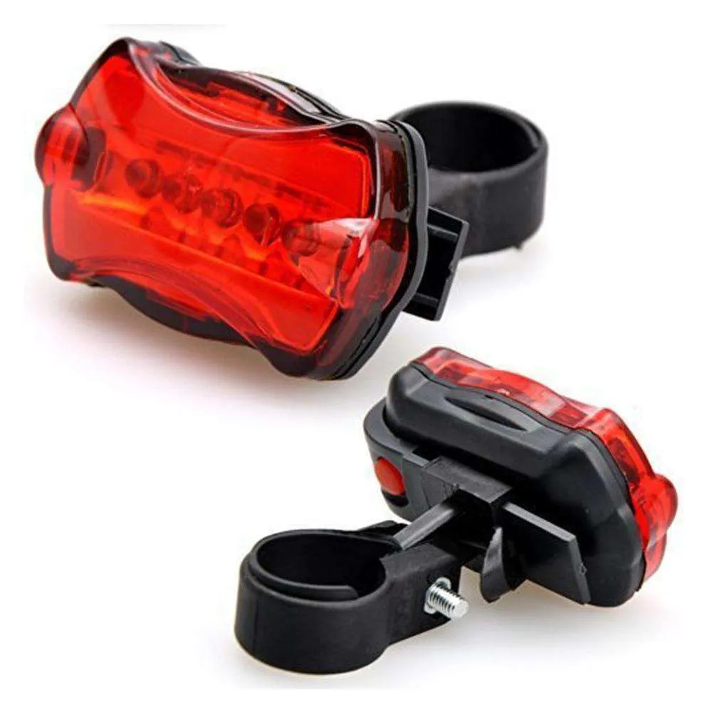 Waterproof 5 LED Lamp Bike Bicycle Front Headlight/ Rear Safety Flashlight - pack of 2