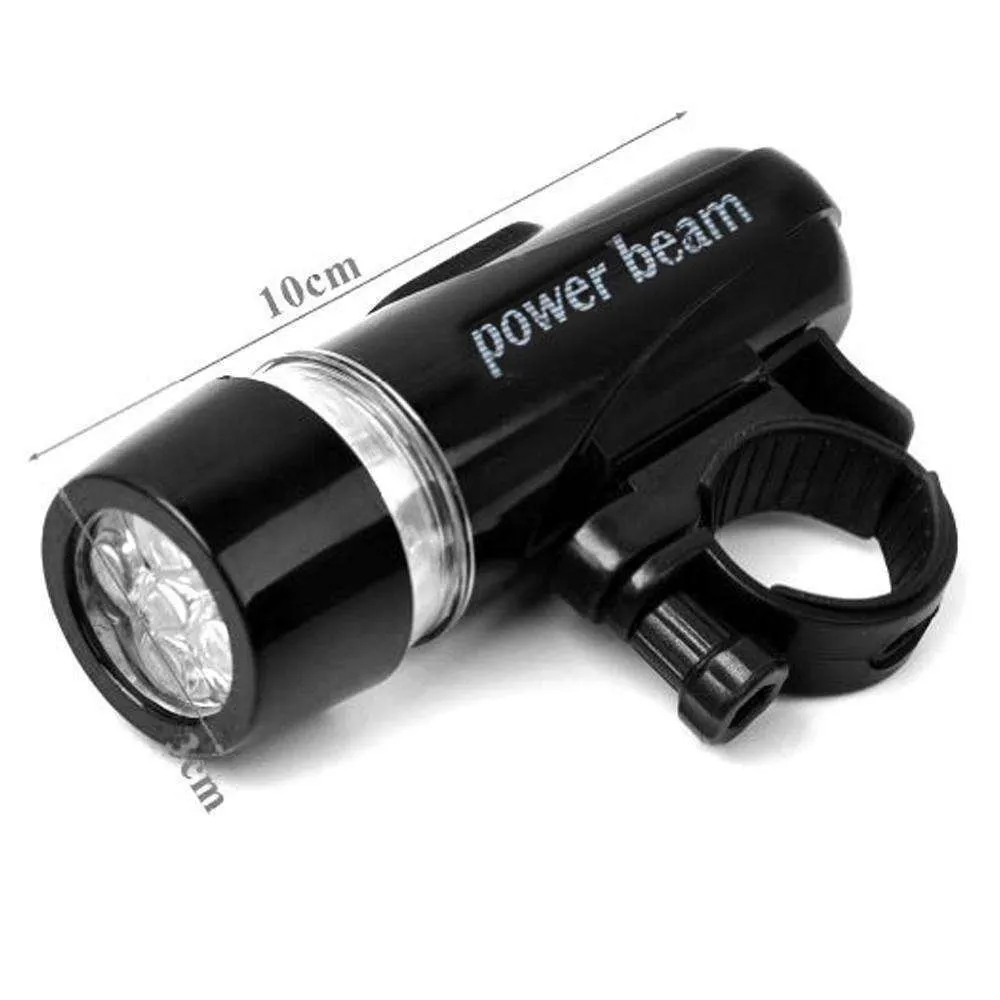 Waterproof 5 LED Lamp Bike Bicycle Front Headlight/ Rear Safety Flashlight - pack of 2