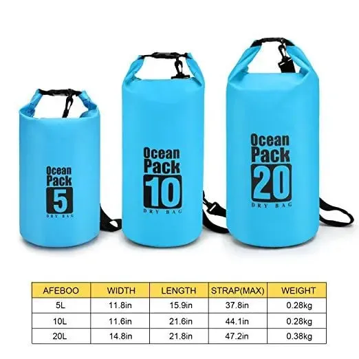 Waterproof Dry Bag  Roll Top Sack Keeps Gear Dry for Kayaking, Rafting, Boating, Swimming, Camping, Hiking, Beach, Fishing