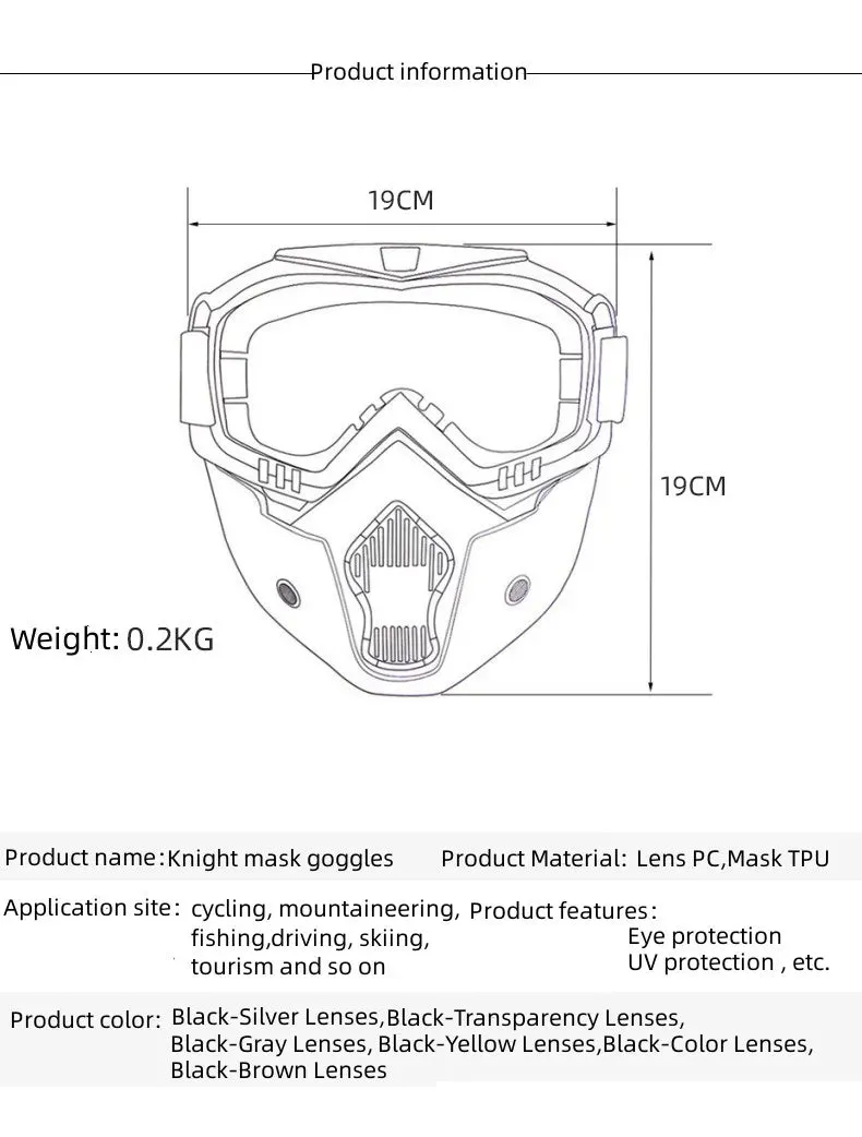 zlangsports Goggles Mask Anti-UV Detachable Windproof Motorcycle HD Motocross Glasses Retro Riding Eyewear Ski Sunglasses