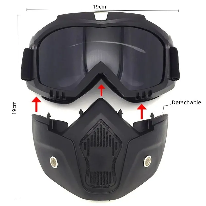 zlangsports Goggles Mask Anti-UV Detachable Windproof Motorcycle HD Motocross Glasses Retro Riding Eyewear Ski Sunglasses